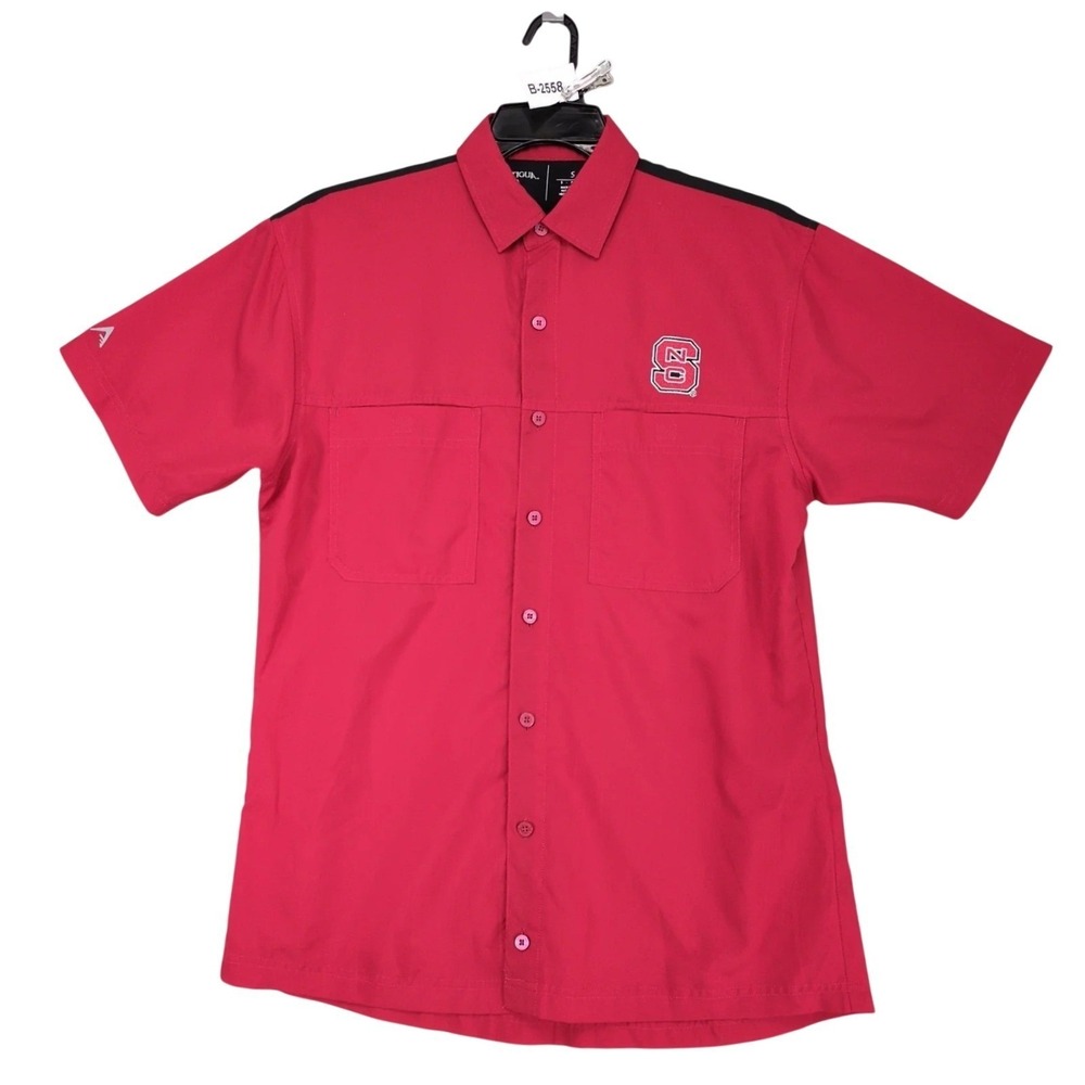 NC State Wolfpack Red Vented Performance Shirt Mens S NCAA Antigua Fishing Sport